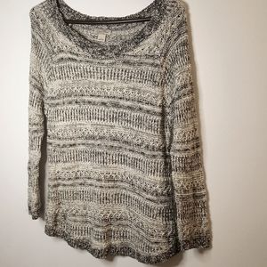 Lucky Brand Knit Sweater White Black cotton size L
